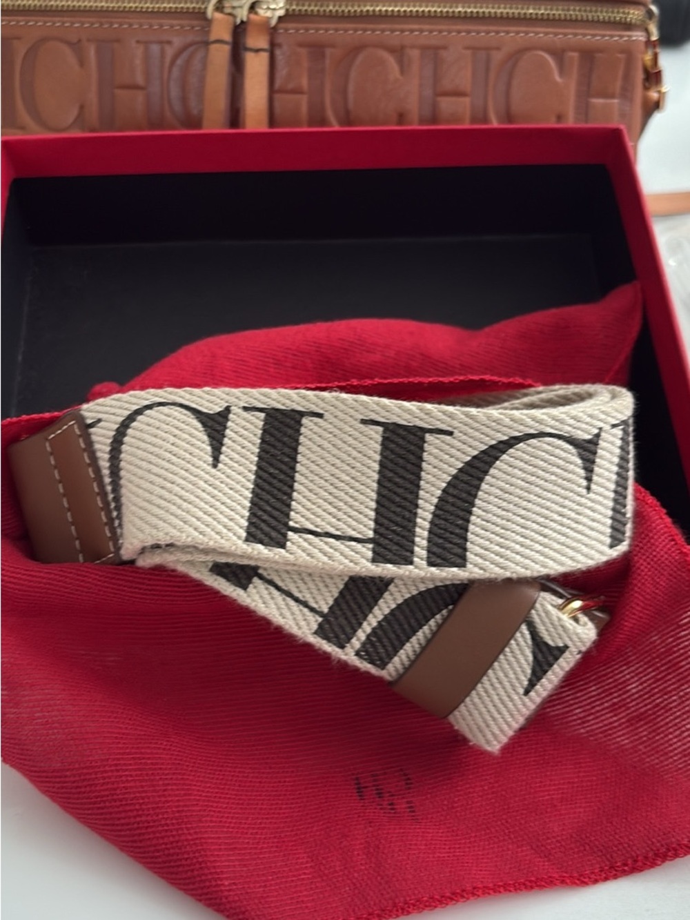 Logo Canvas Strap in Beige and Brown
